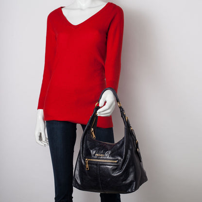 Prada Vitello Shine Hobo Nero Black 2 of 12