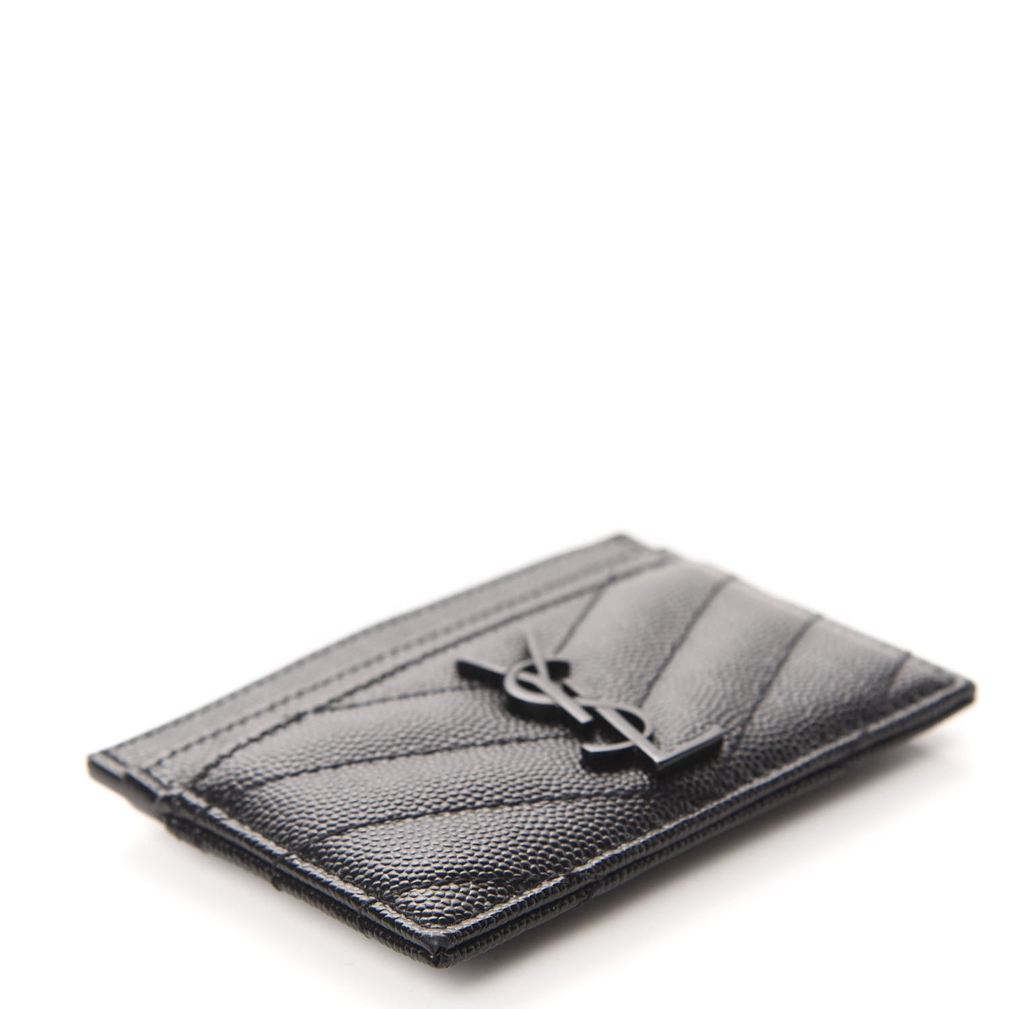 Grain De Poudre Matelasse Chevron Monogram Credit Card Case Black