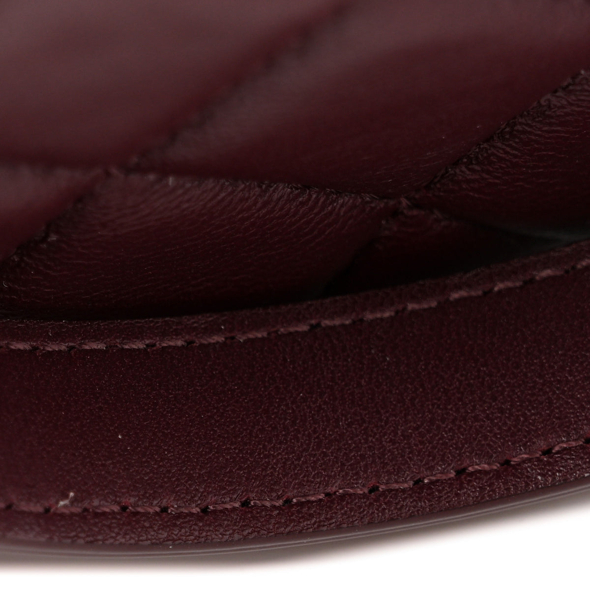 Lambskin Quilted Top Handle Classic Clutch With Chain Burgundy