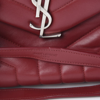 Saint Laurent Calfskin Y Quilted Monogram Medium Loulou Chain Satchel Lipstick Red 16 of 17