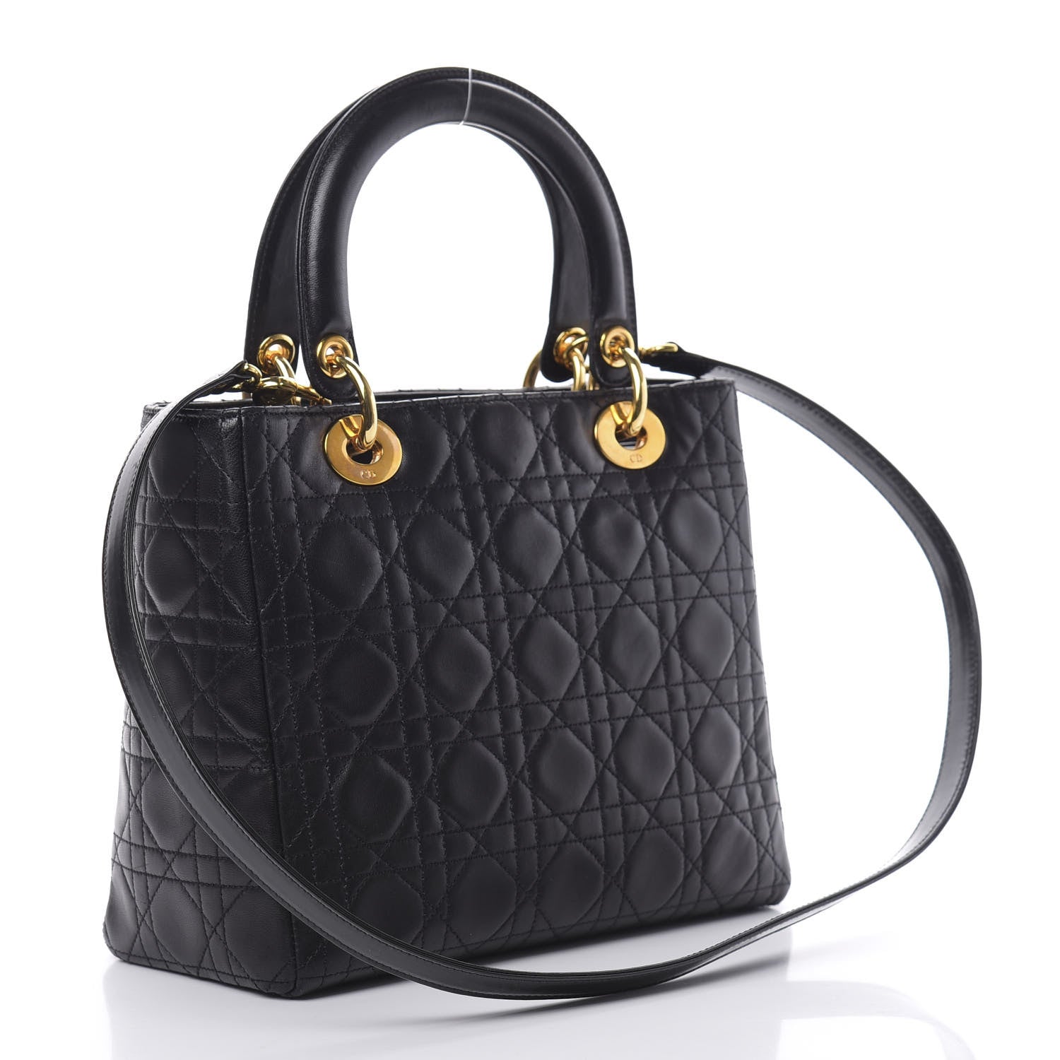 Christian Dior Lambskin Cannage Medium Lady Dior Black 3 of 12