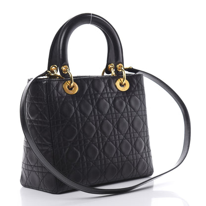 Christian Dior Lambskin Cannage Medium Lady Dior Black 3 of 12
