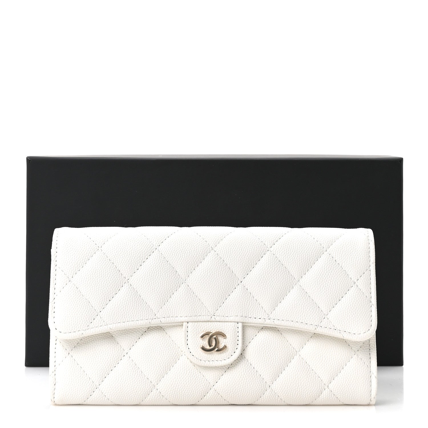 Chanel Caviar Quilted Large Gusset Flap Wallet White 12 of 12