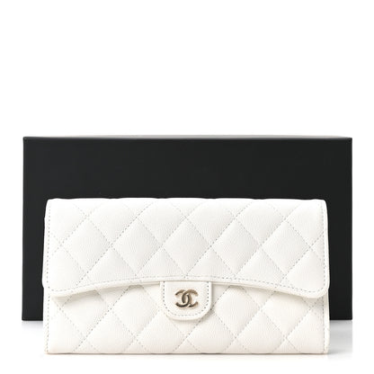 Chanel Caviar Quilted Large Gusset Flap Wallet White 12 of 12