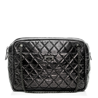 Chanel Metallic Aged Calfskin Quilted Large Reissue Camera Case Black 1 of 7