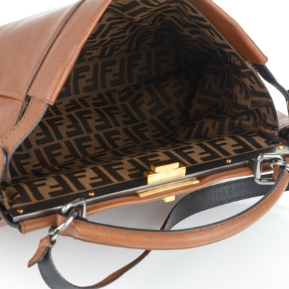 Fendi Goatskin Zucca Large Peekaboo Iconic Satchel Cuoio Tobacco Moro 5 of 8