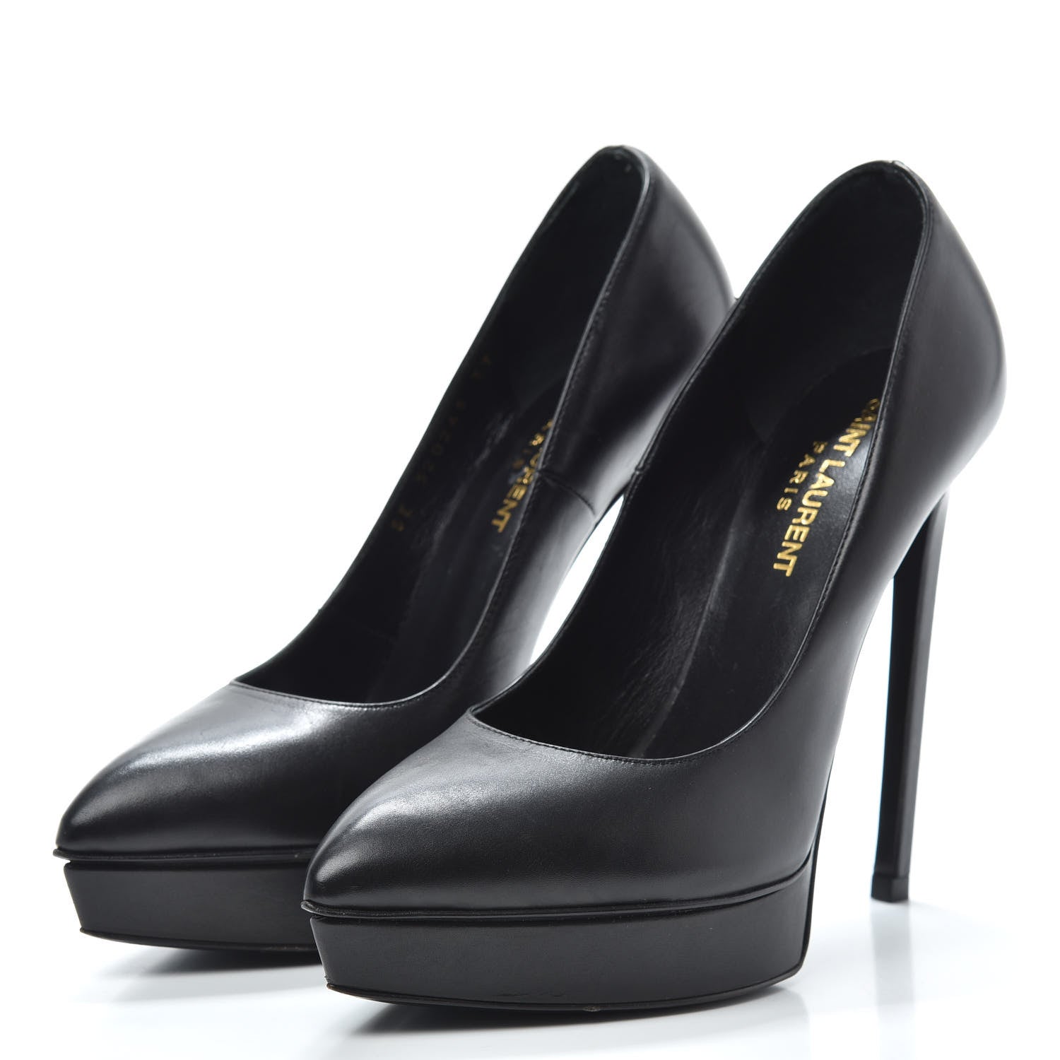 Saint Laurent Pebbled Patent Calfskin Janis 105 Pumps Black 3 of 7