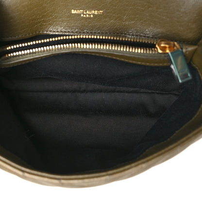 Saint Laurent Sheepskin Matelasse Chevron Monogram Medium College Bag Seawood 5 of 15