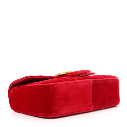Gucci Velvet Matelasse Mini GG Marmont Shoulder Bag Hibiscus Red 4 of 11
