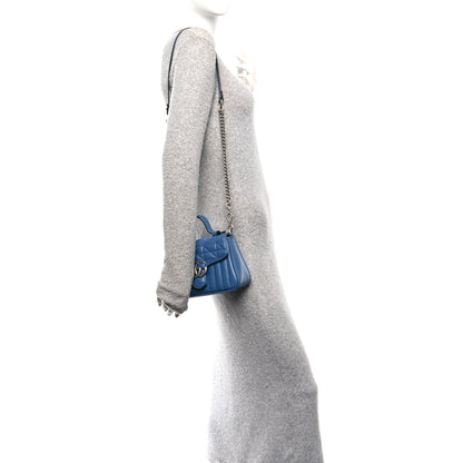 Gucci Calfskin Matelasse Aria Mini GG Marmont Top Handle Shoulder Bag Clear Blue 2 of 10