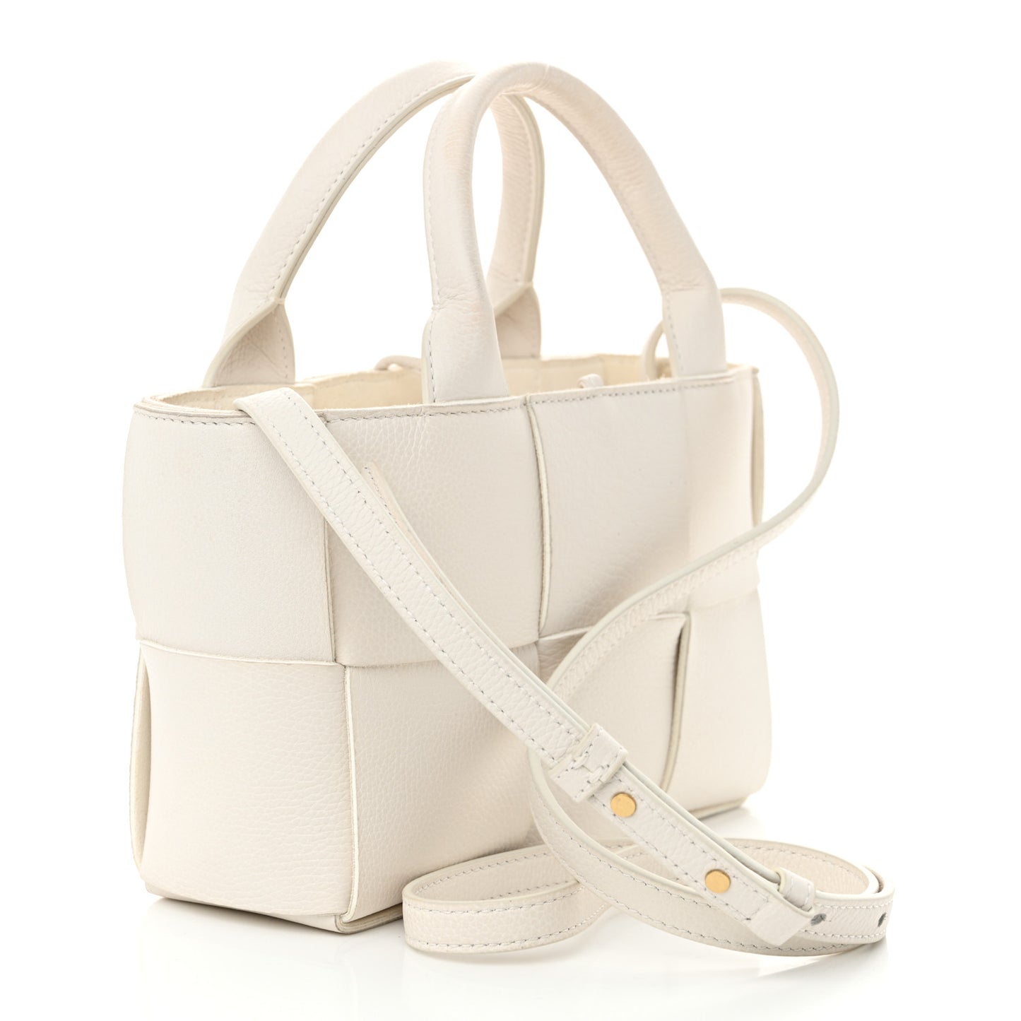 Lambskin Maxi Intreccio Candy Arco Tote White
