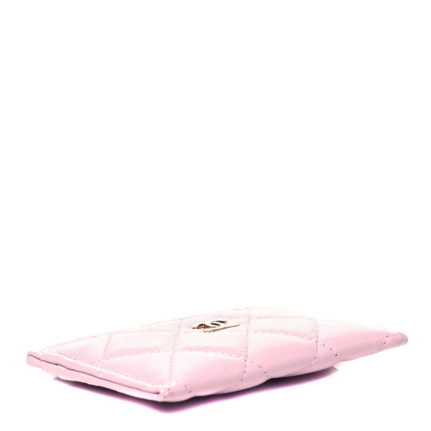 Caviar Quilted Card Holder Light Pink