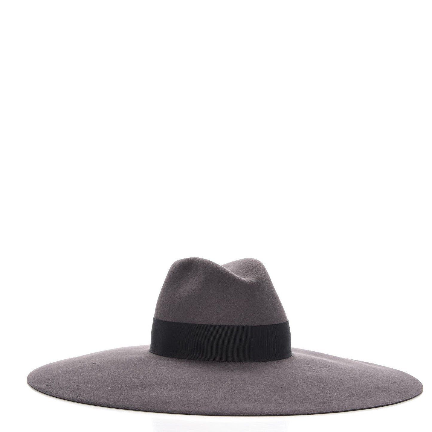 Rabbit Fur Felt Wide Brim Hat 56 Gray