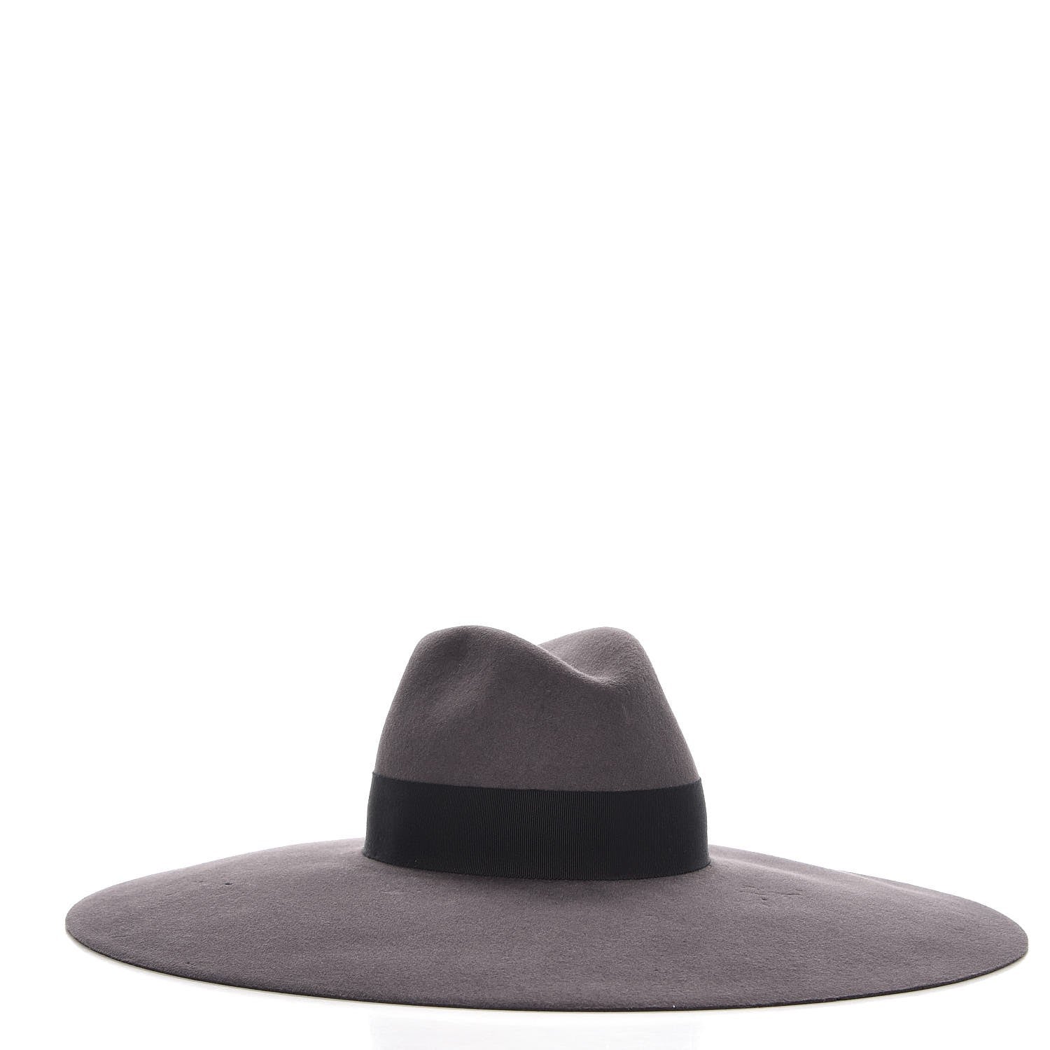 Saint Laurent Rabbit Fur Felt Wide Brim Hat 56 Gray 5 of 10