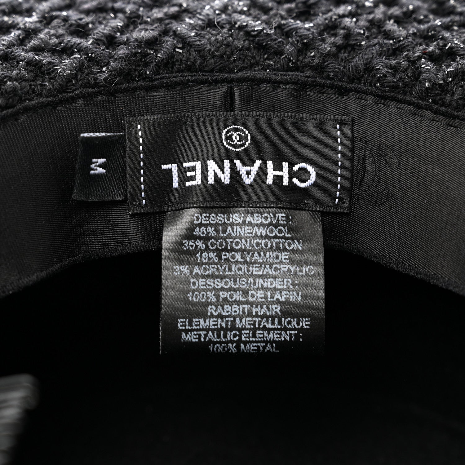 Chanel Tweed Boat Hat M Black 7 of 7