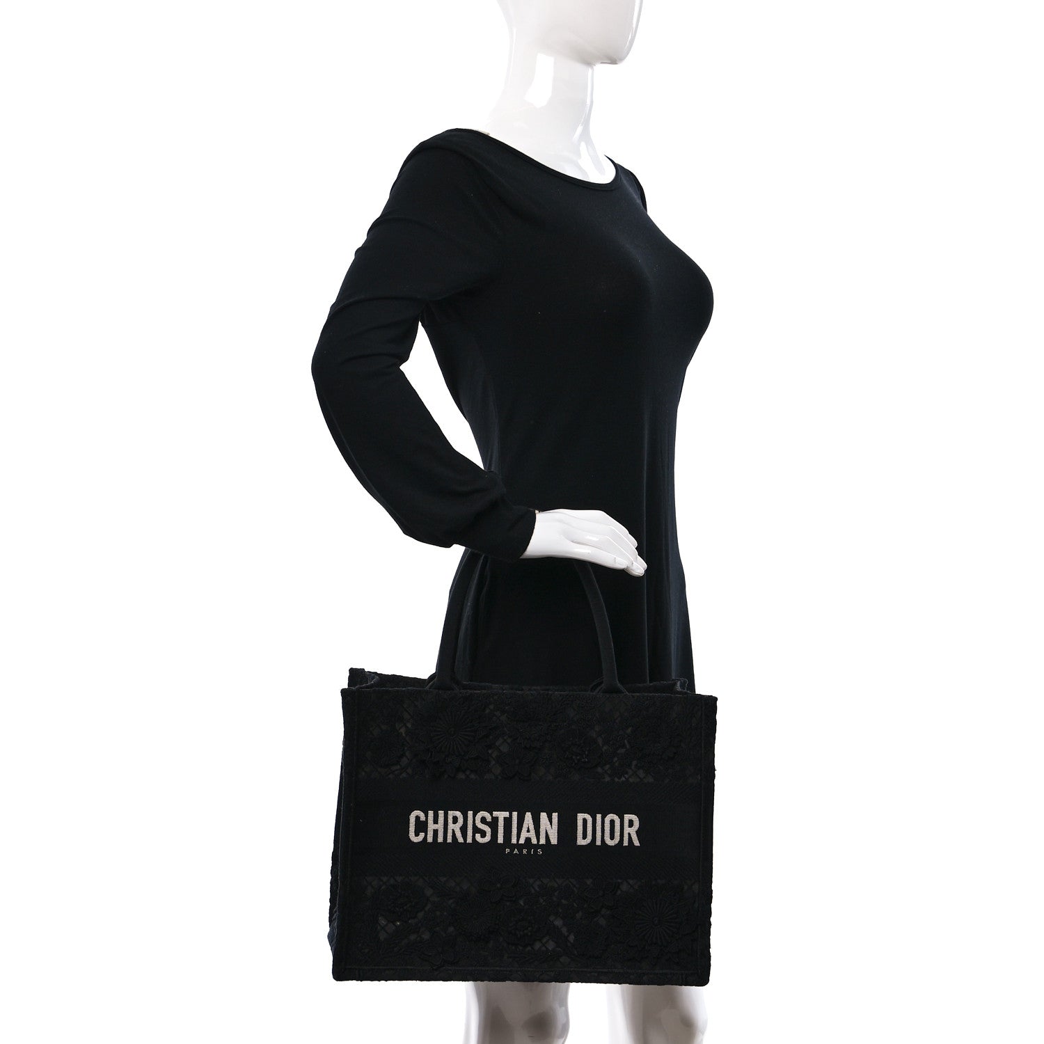 Christian Dior Embroidered 3D Macrame D-Lace Butterfly Medium Book Tote Black Multicolor 2 of 9