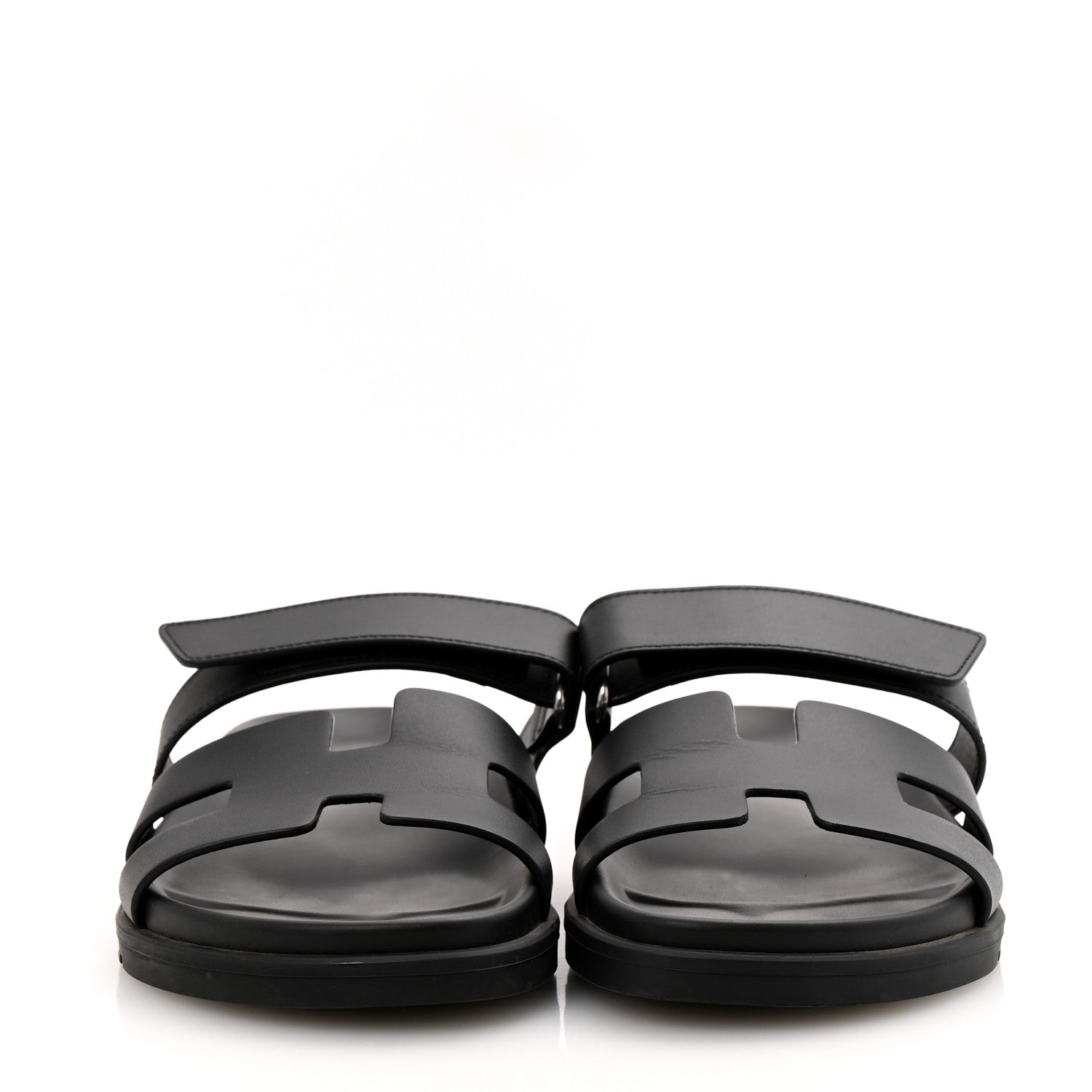 Hermes Calfskin Womens Chypre Sandals 38.5 Black 3 of 10