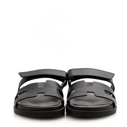 Hermes Calfskin Womens Chypre Sandals 38.5 Black 3 of 10