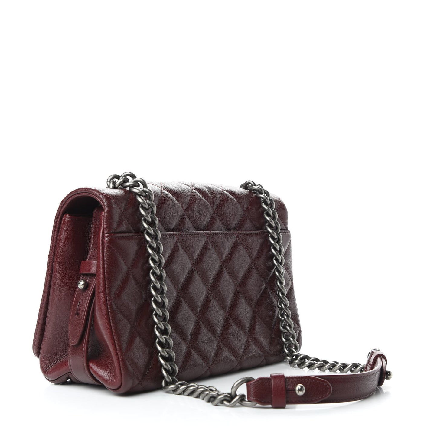 Goatskin Quilted Medium City Rock Flap Burgundy