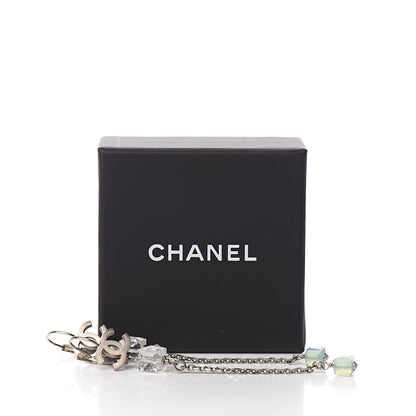 Chanel Crystal CC Dangle Earrings Silver Blue 5 of 5