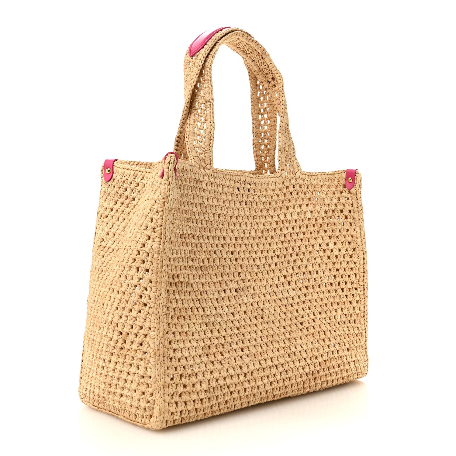 Louis Vuitton Raffia Calfskin Forte Del Marmi OnTheGo MM Natural Fuchsia 4 of 13