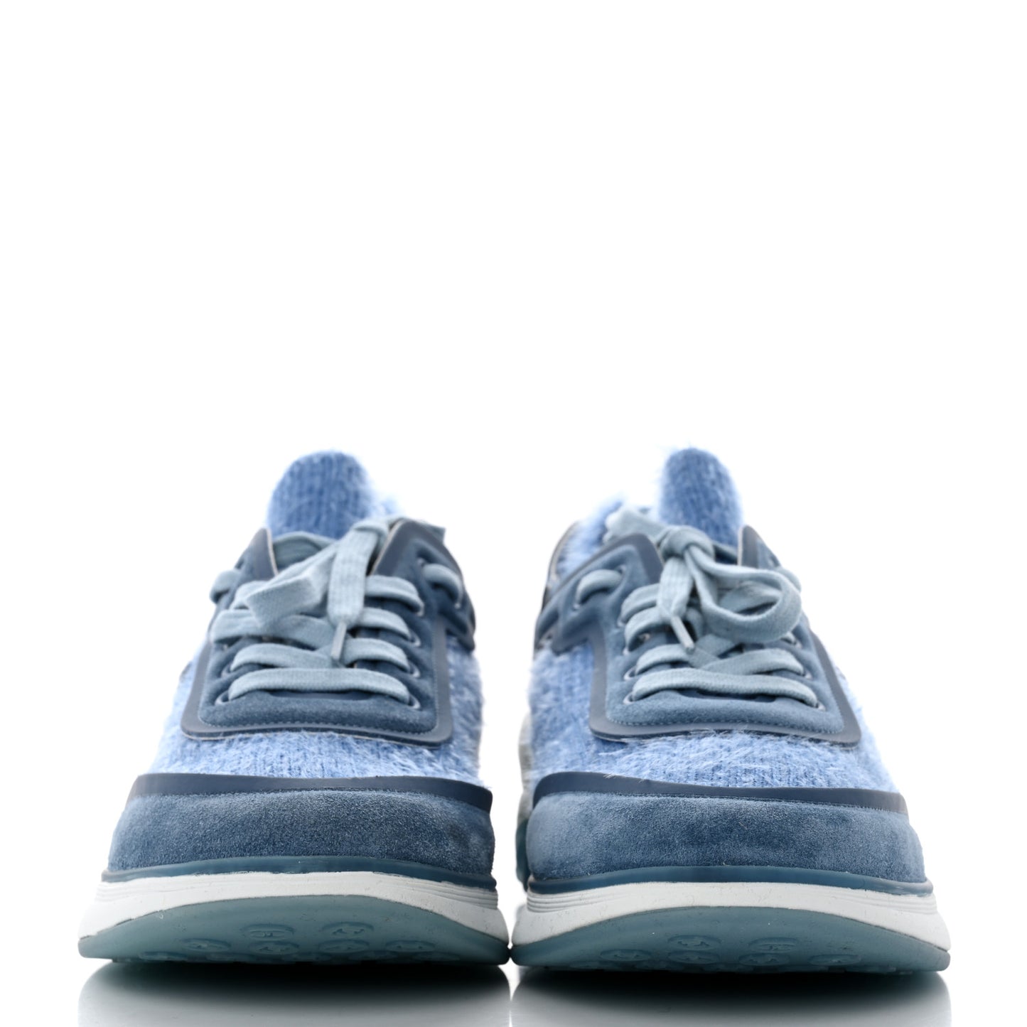 Suede Calfskin Stretch Fabric CC Sneakers 40 Light Blue
