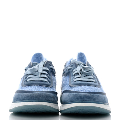 Chanel Suede Calfskin Stretch Fabric CC Sneakers 40 Light Blue 2 of 7