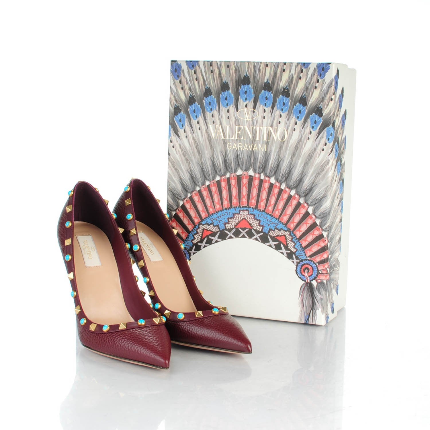 Valentino Garavani Pebbled Calfskin Rockstud Rolling 100mm Pumps 40 Rubin 8 of 8