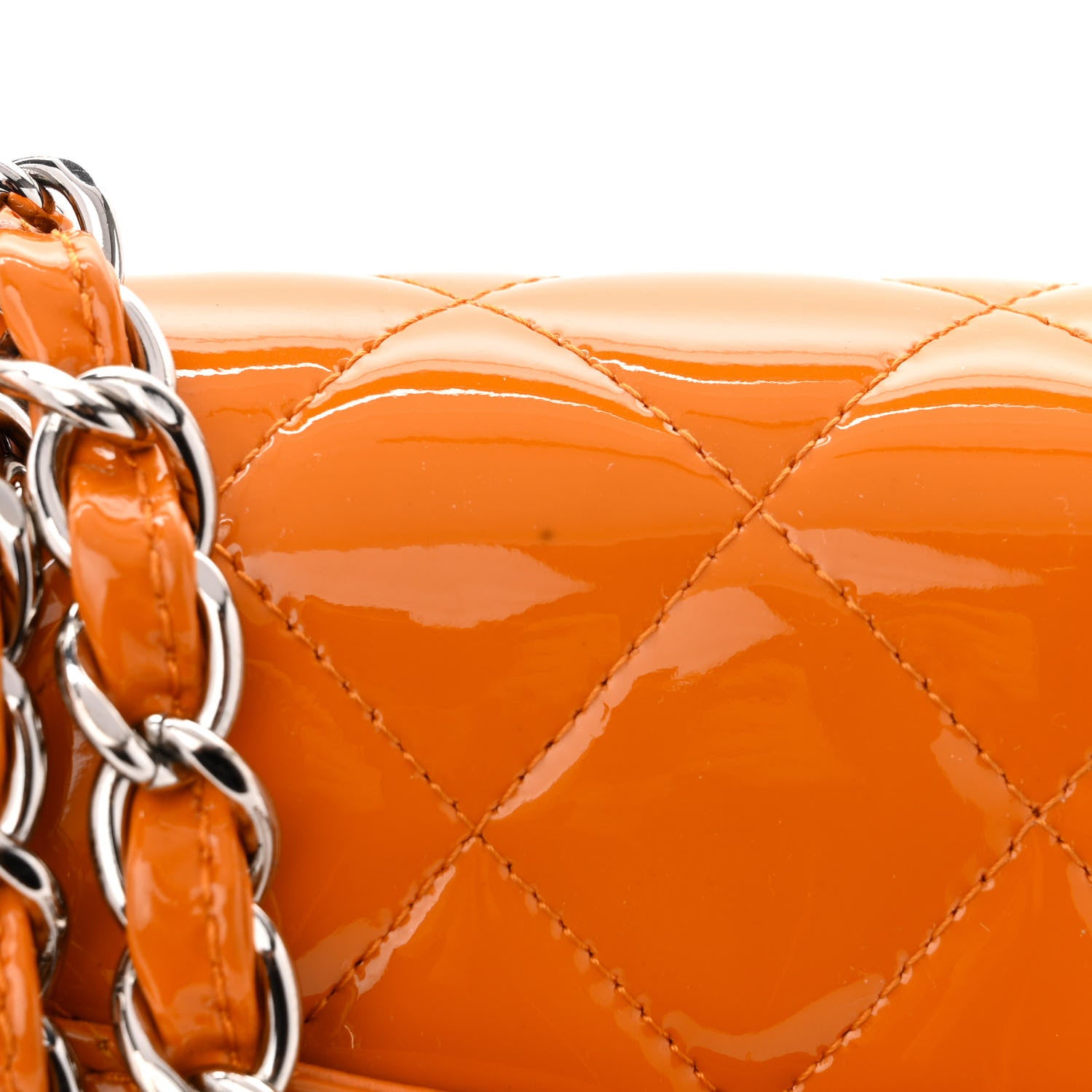 Chanel Patent Quilted Jumbo Double Flap Orange 14 of 16