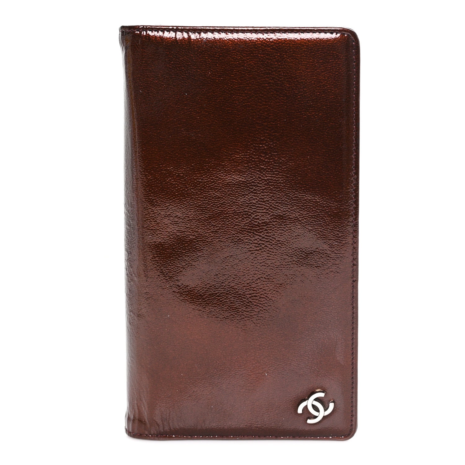 Chanel Grained Patent CC Yen Wallet Burgundy 1 of 8
