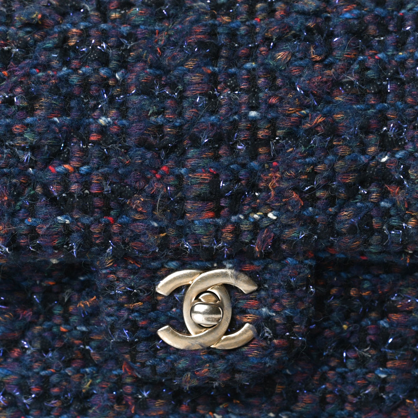 Tweed Quilted Mini Rectangular Flap Blue Multicolor