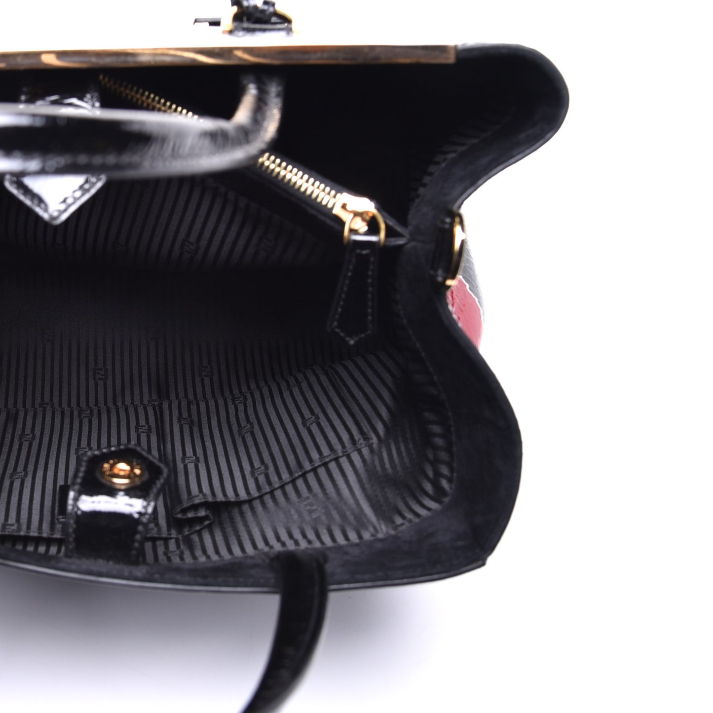Patent Regular 2Jours Tote Black Red Milk