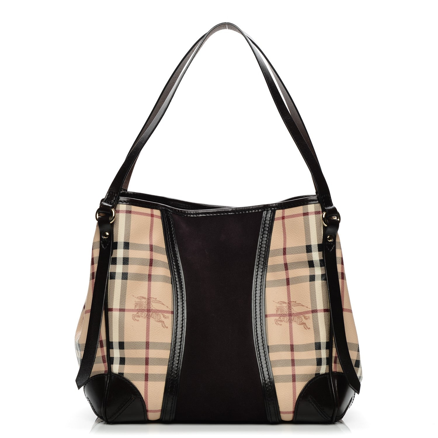 Burberry Suede Haymarket Check Colorblock Small Canterbury Tote Dark Brown 1 of 10