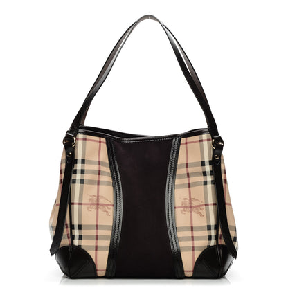 Burberry Suede Haymarket Check Colorblock Small Canterbury Tote Dark Brown 1 of 10