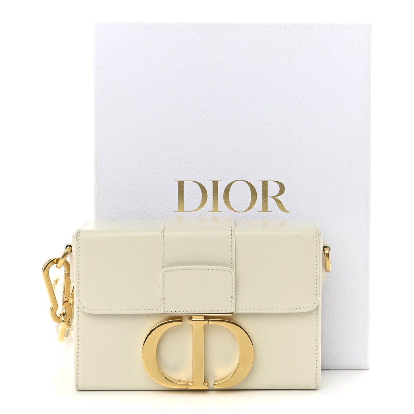 Smooth Calfskin 30 Montaigne Box Bag White