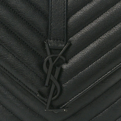 Saint Laurent Sheepskin Matelasse Chevron Monogram Monochrome Medium College Bag Black 8 of 12