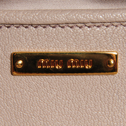Miu Miu Goatskin Madras Top Handle Tote Pomice 9 of 11