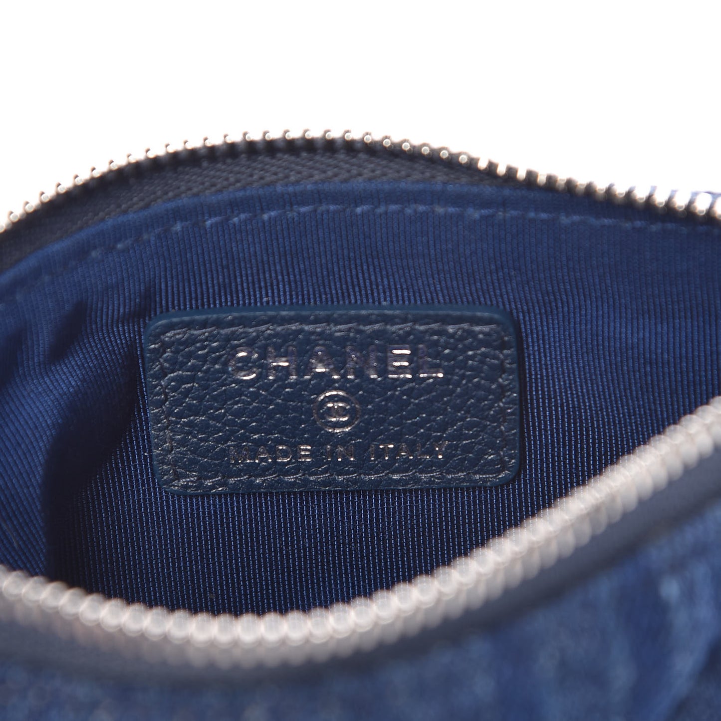 Denim Quilted Small Cosmetic Case Blue