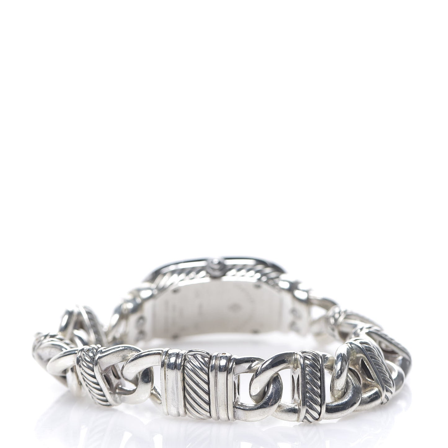 Stainless Steel Sterling Silver Diamond Bezel Mother of Pearl 20mm Madison Cable Quartz Watch