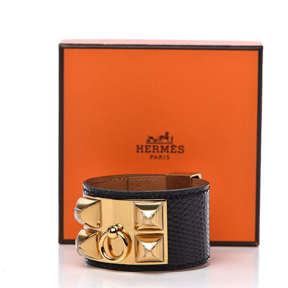 Hermes Lizard Collier De Chien CDC Bracelet T2 Black 6 of 6