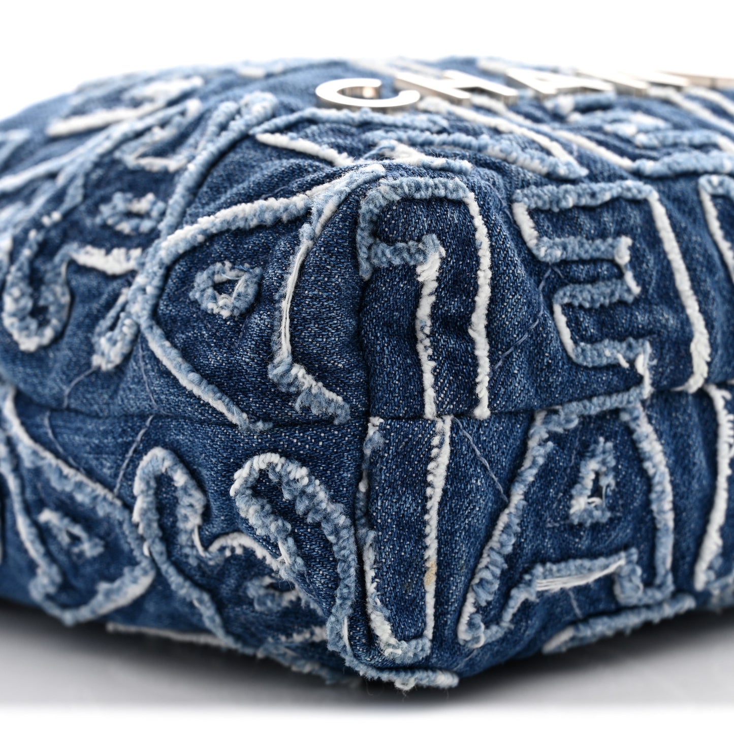 Denim Patchwork Quilted Mini Chanel 22 Blue
