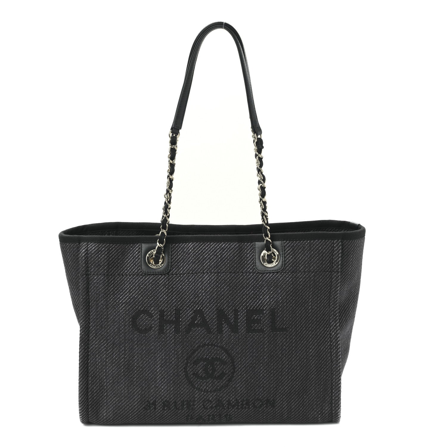 Chanel Mixed Fibers Calfskin Small Deauville Tote Black 1 of 10