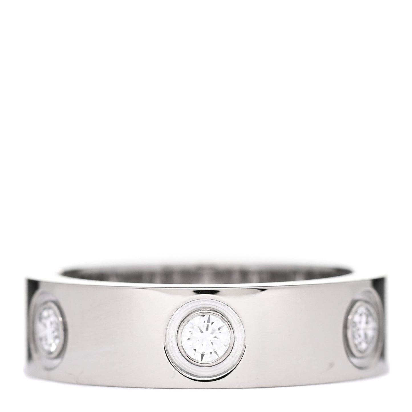18K White Gold 6 Diamond 5.5mm LOVE Ring 50 5.25