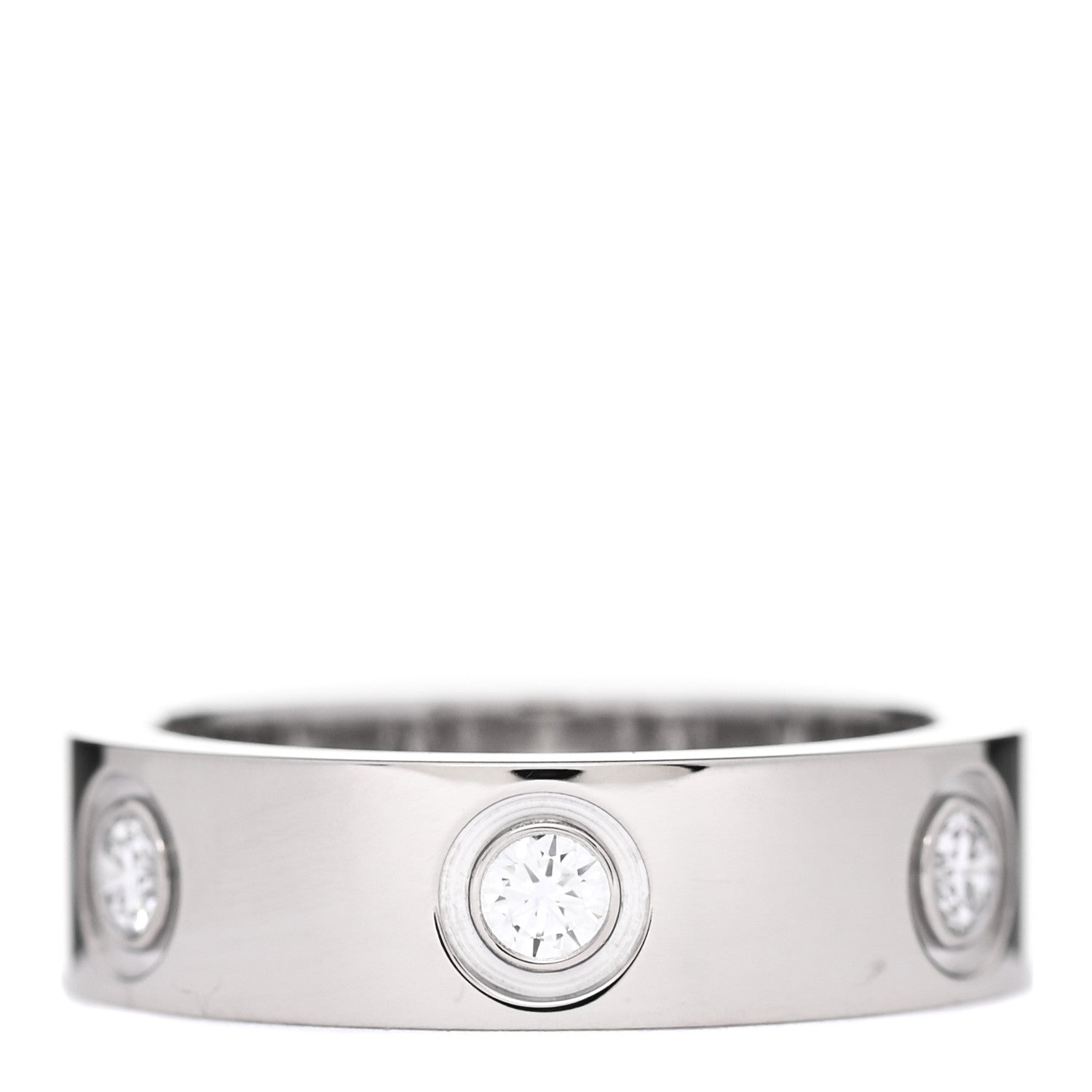 Cartier 18K White Gold 6 Diamond 5.5mm LOVE Ring 50 5.25 1 of 5