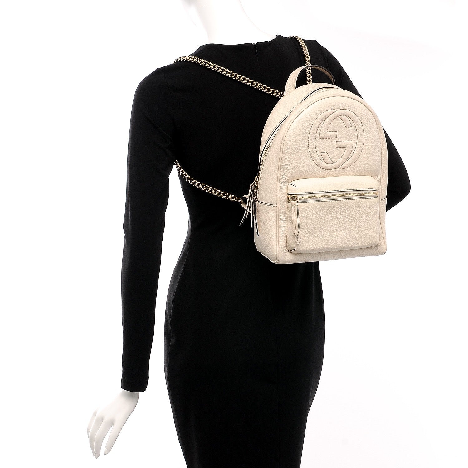 Gucci Pebbled Calfskin Soho Chain Backpack Off White 2 of 9