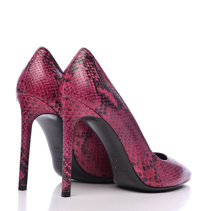 Saint Laurent Python Calfskin Embossed Classic Paris 105 Pumps 39 Fuchsia 4 of 11