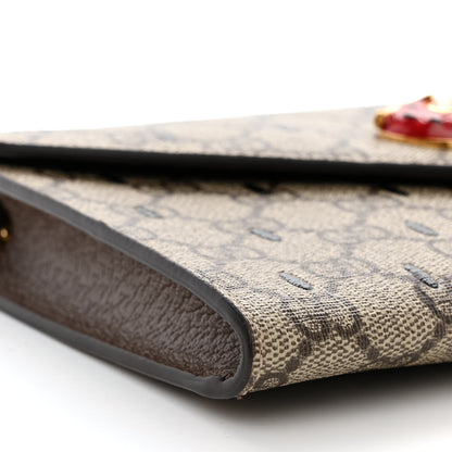 Gucci GG Supreme Monogram Strawberry Seed Textured Dollar Calfskin Enamel Double G Strawberry Wallet On Chain Beige Ebony Black New Acero Hibiscus Red 9 of 10