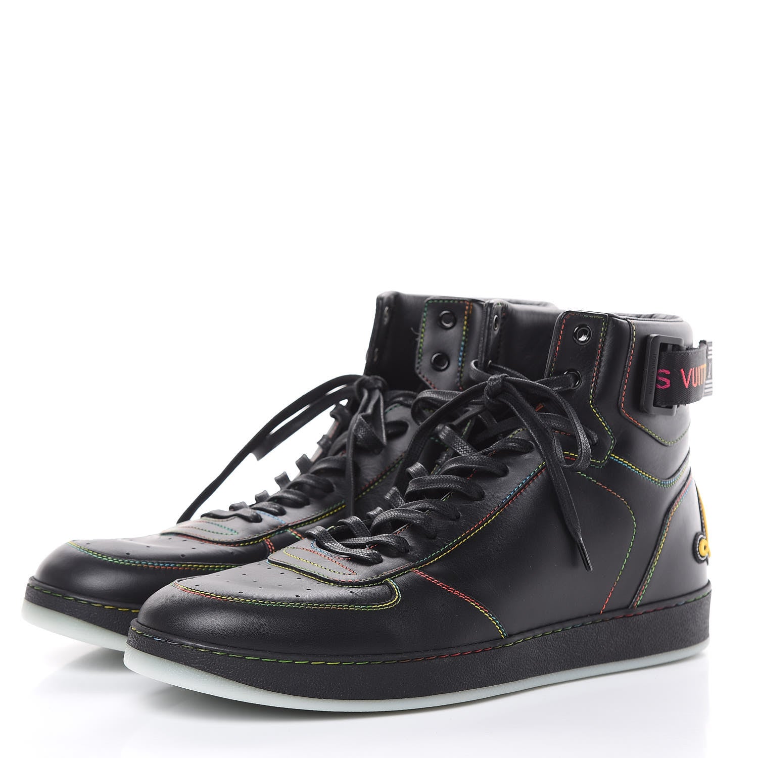 Louis Vuitton Calfskin Rivoli High Top Sneakers 10 Black Multicolor 3 of 8