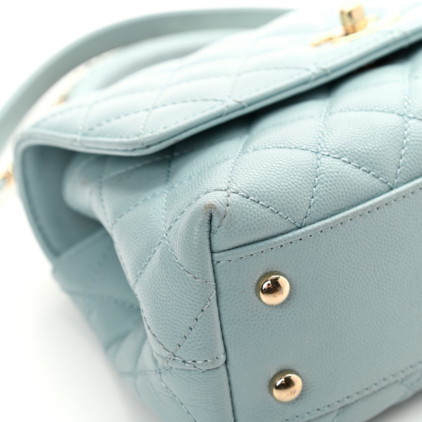 Caviar Quilted Mini Coco Handle Flap Light Blue