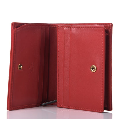 Gucci Calfskin Matelasse GG Marmont Card Case Wallet Hibiscus Red 5 of 8